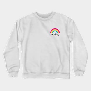 He/They Pronouns Pansexual Rainbow Crewneck Sweatshirt